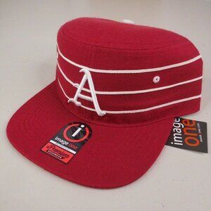 Arkansas Razorbacks Hat Red Pinstripe Pillbox Snap Back Cap Retro NCAA Logo Mens